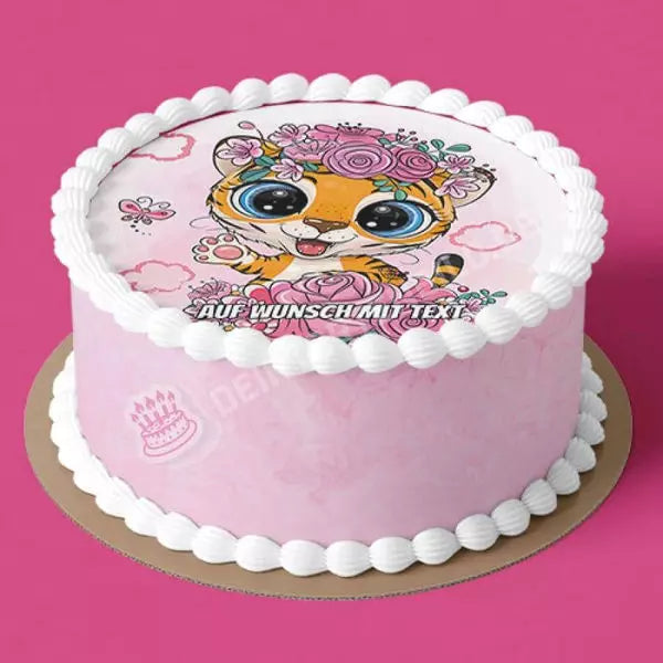 Motiv: Tigerbaby mit Blumen - Hochwertige und individuelle Tortenaufleger für jeden Anlass
Tortenaufleger Tigerbaby mit Blumen in 20cm Kreis
Unsere Tortenaufleger sind ein ideales Geschenk für b - Tortenbild - DeintortenbildTigerbaby mit Blumen