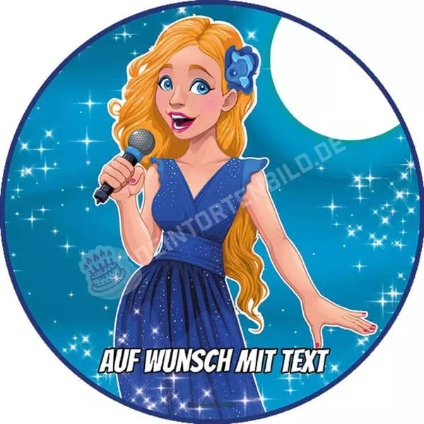 Motiv: Sängerin - Hochwertige und individuelle Tortenaufleger für jeden Anlass
Tortenaufleger Sängerin in 20cm Kreis
Unsere Tortenaufleger sind ein ideales Geschenk für besondere Men - Tortenbild - DeintortenbildMotiv