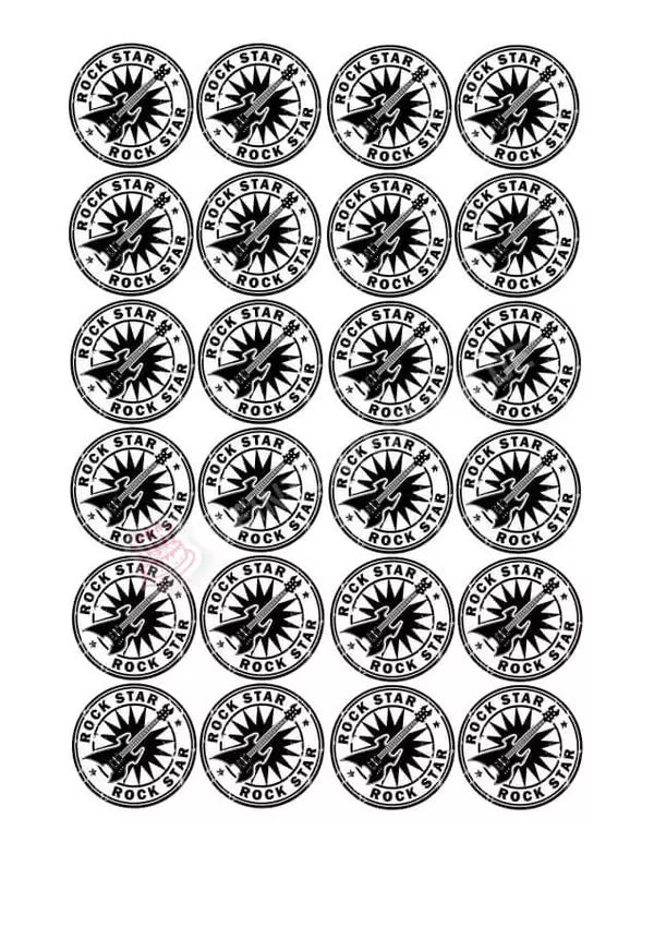 Muffinaufleger Motiv: Rockstar Gitarre - Deintortenbild.de Tortenaufleger aus Esspapier: Oblatenpapier / 15 Stück x 5cm, Oblatenpapier / 24 Stück x 4cm, Zuckerpapier / 15 Stück x 5cm, Zuckerpapier / 24 Stück x 4cm, Fondantpapier / 15 Stück x 5cm, Fondantpapier / 24 Stück x 4cm