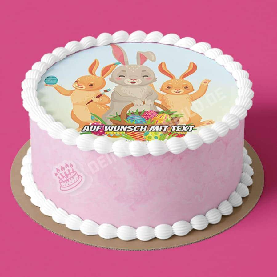 Motiv: Ostern - Drei Osterhasen - Hochwertige und individuelle Tortenaufleger für jeden Anlass
Tortenaufleger Ostern - Drei Osterhasen 20cm Kreis
Unsere Tortenaufleger sind ein ideales Geschenk für - Tortenbild - DeintortenbildOstern - Drei Osterhasen