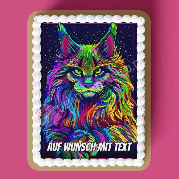 Rechteck Motiv: Katze Bunt - Deintortenbild.de Tortenaufleger aus Esspapier: Oblatenpapier, Zuckerpapier, Fondantpapier