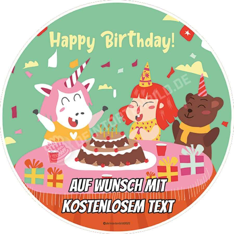 Motiv: "Happy Birthday" - Geburtstagsfeier von Deintortenbild – Tortenaufleger, Tortenfoto, Tortenbild, personalisiert & individuell bei Deintortenbild.de