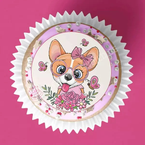 Muffinaufleger Motiv: Corgi Hund - Deintortenbild.de Tortenaufleger aus Esspapier: Oblatenpapier / 15x5cm, Oblatenpapier / 24x4cm, Zuckerpapier / 15x5cm, Zuckerpapier / 24x4cm, Fondantpapier / 15x5cm, Fondantpapier / 24x4cm