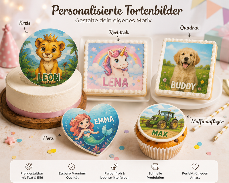Tortenaufleger selbst gestalten – personalisiertes Zuckerfoto auf Geburtstagstorte