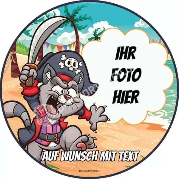 Fotomotiv: Piratenkatze - Deintortenbild.de Tortenaufleger aus Esspapier: Oblatenpapier, Zuckerpapier, Fondantpapier