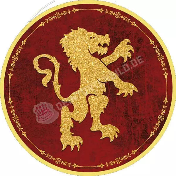 Motiv: Wappen Tier - Löwe Gold Glitzer von Deintortenbild – Tortenaufleger, Tortenfoto, Tortenbild, personalisiert & individuell bei Deintortenbild.de