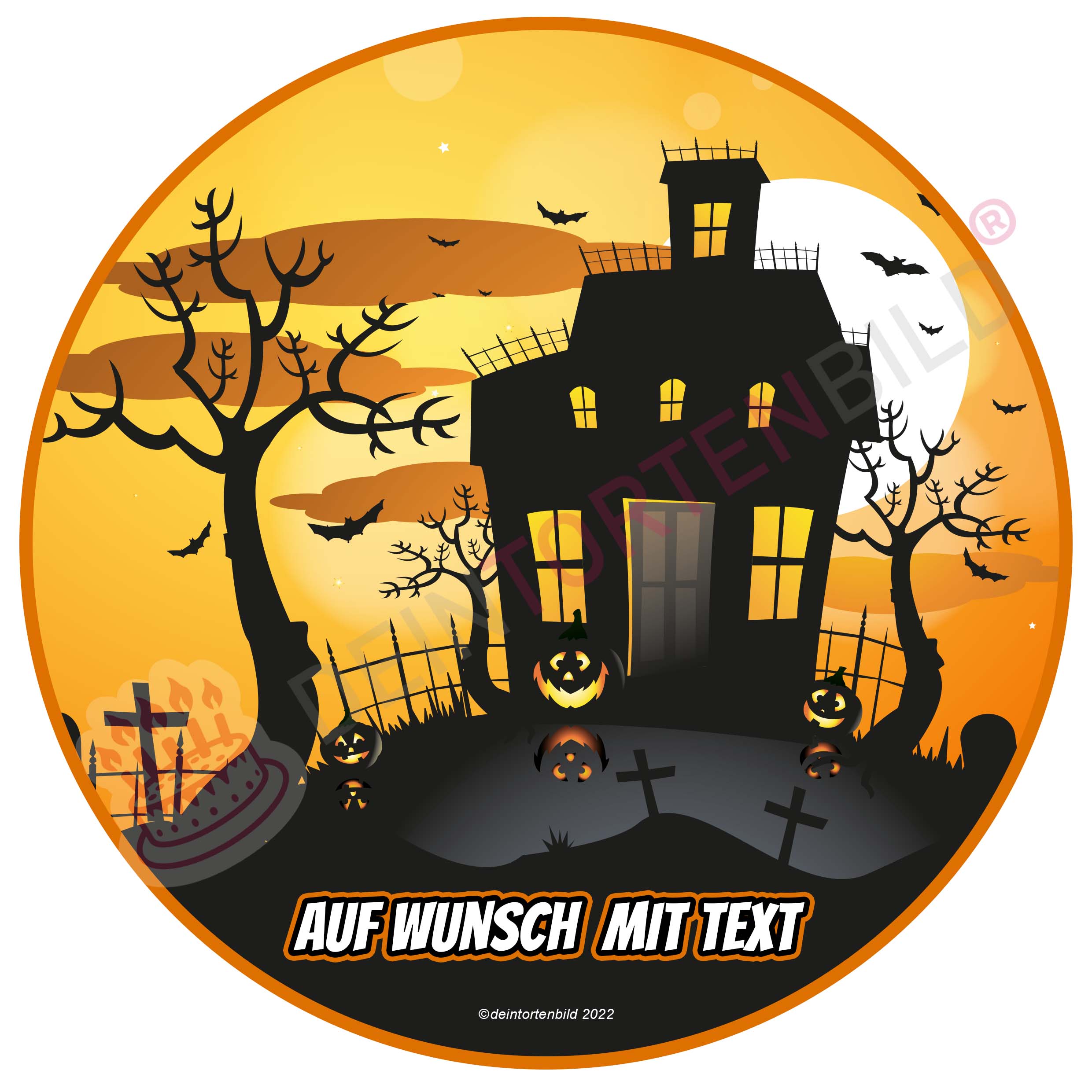 Halloween Haus - Deintortenbild.de Tortenaufleger aus Esspapier: Oblatenpapier, Zuckerpapier, Fondantpapier