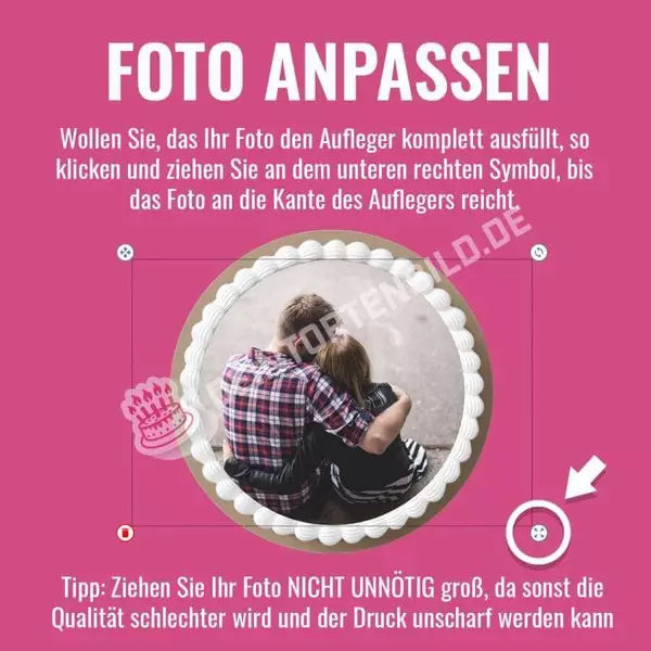 Individuelle Tortenaufleger Herz mit FotoHochwertige und individuelle Tortenaufleger in Herzform für jeden Anlass
Unsere Tortenaufleger mit eigenem Foto sind ein ideales Geschenk für besondere Menschen und Online-DesignerDeintortenbildIndividuelle Tortenaufleger Herz mit Foto