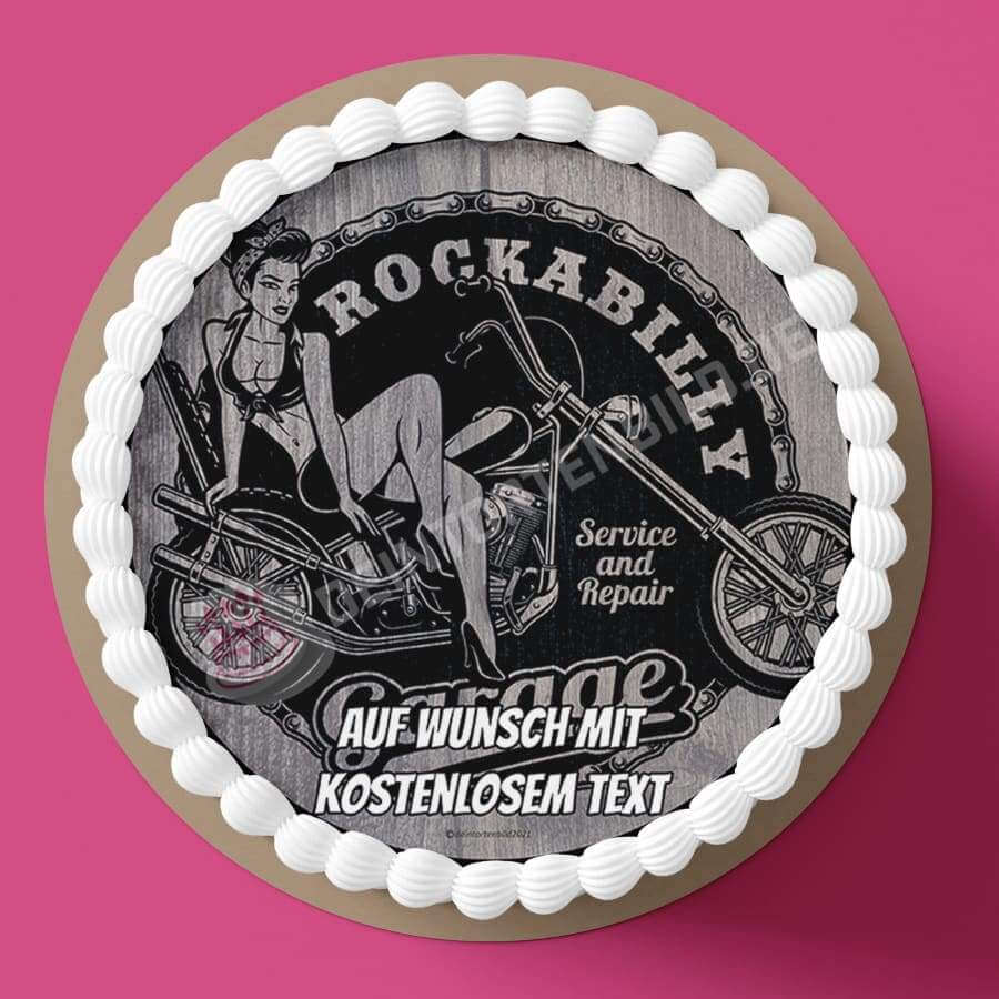 Motiv: Rockabilly Aufdruck - Hochwertige und individuelle Tortenaufleger für jeden Anlass
Tortenaufleger Rockabilly Aufdruck 20cm Kreis 
Unsere Tortenaufleger sind ein ideales Geschenk für beson - Tortenbild - DeintortenbildRockabilly Aufdruck