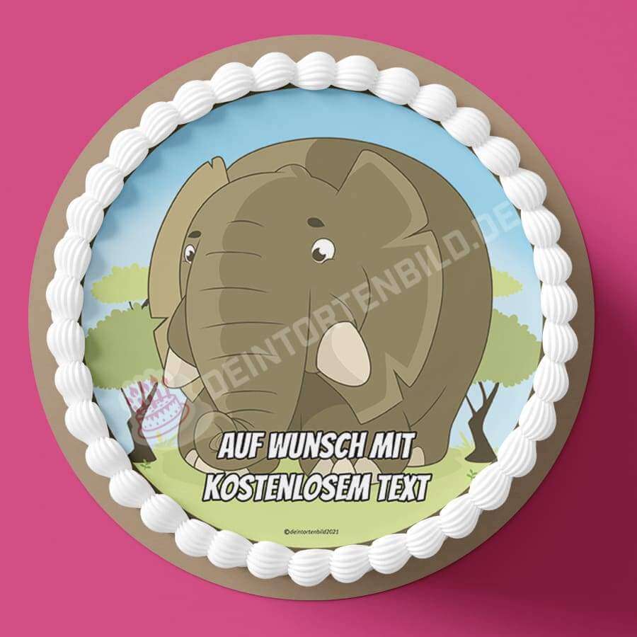 Motiv: Cartoon Elefant - Hochwertige und individuelle Tortenaufleger für jeden Anlass
Tortenaufleger Cartoon Elefant in 20cm Kreis 
Unsere Tortenaufleger sind ein ideales Geschenk für besond - Tortenbild - DeintortenbildCartoon Elefant