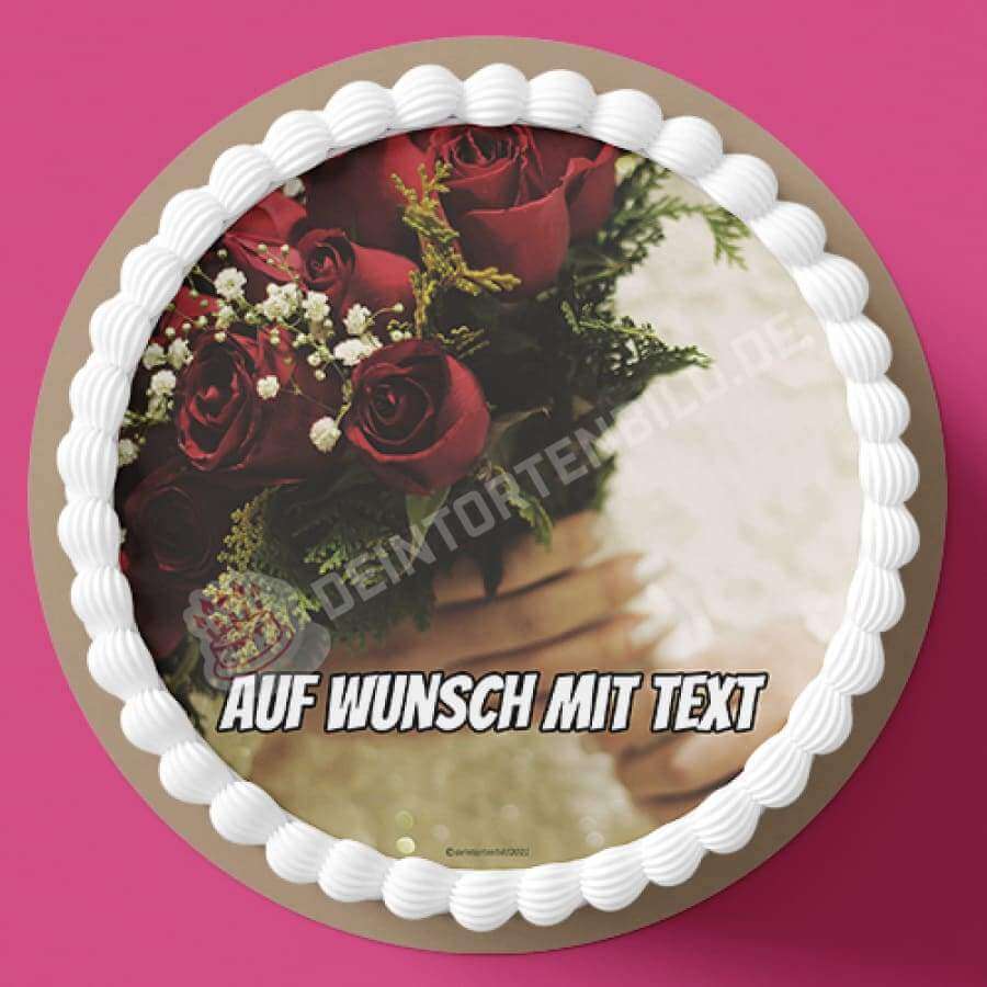 Motiv: Hochzeit - Rosenstrauß von Deintortenbild – Tortenaufleger, Tortenfoto, Tortenbild, personalisiert & individuell bei Deintortenbild.de