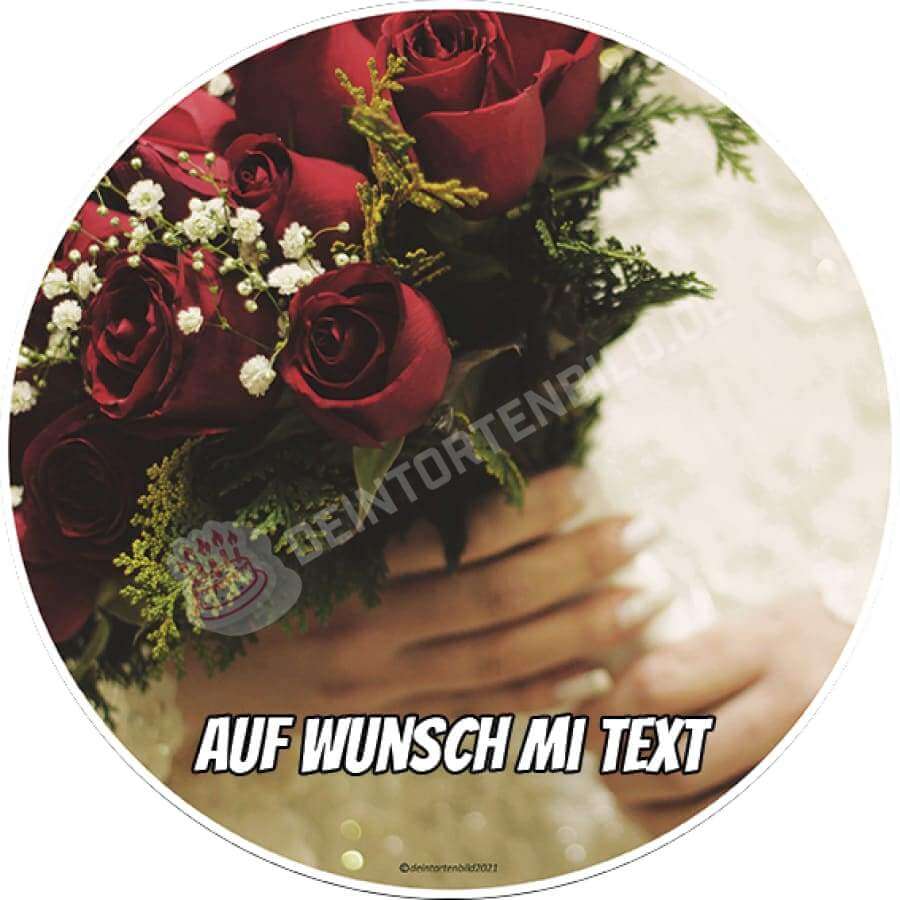 Motiv: Hochzeit - Rosenstrauß von Deintortenbild – Tortenaufleger, Tortenfoto, Tortenbild, personalisiert & individuell bei Deintortenbild.de