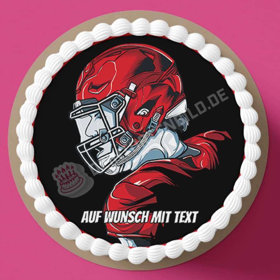 Motiv: Football Spieler - Hochwertige und individuelle Tortenaufleger für jeden Anlass
Tortenaufleger Football Spieler in 20cm Kreis 
Unsere Tortenaufleger sind ein ideales Geschenk für beson - Tortenbild - DeintortenbildFootball Spieler