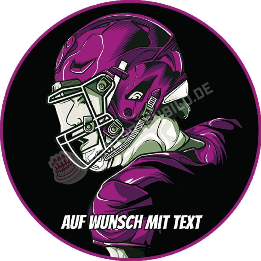 Motiv: Football Spieler - Hochwertige und individuelle Tortenaufleger für jeden Anlass
Tortenaufleger Football Spieler in 20cm Kreis 
Unsere Tortenaufleger sind ein ideales Geschenk für beson - Tortenbild - DeintortenbildFootball Spieler