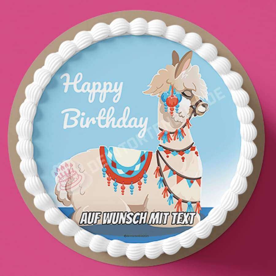 Motiv: Happy Birthday Lama Blau - Hochwertige und individuelle Tortenaufleger für jeden Anlass
Tortenaufleger Happy Birthday Lama Blau in 20cm Kreis 
Unsere Tortenaufleger sind ein ideales Geschenk f - Tortenbild - DeintortenbildHappy Birthday Lama Blau