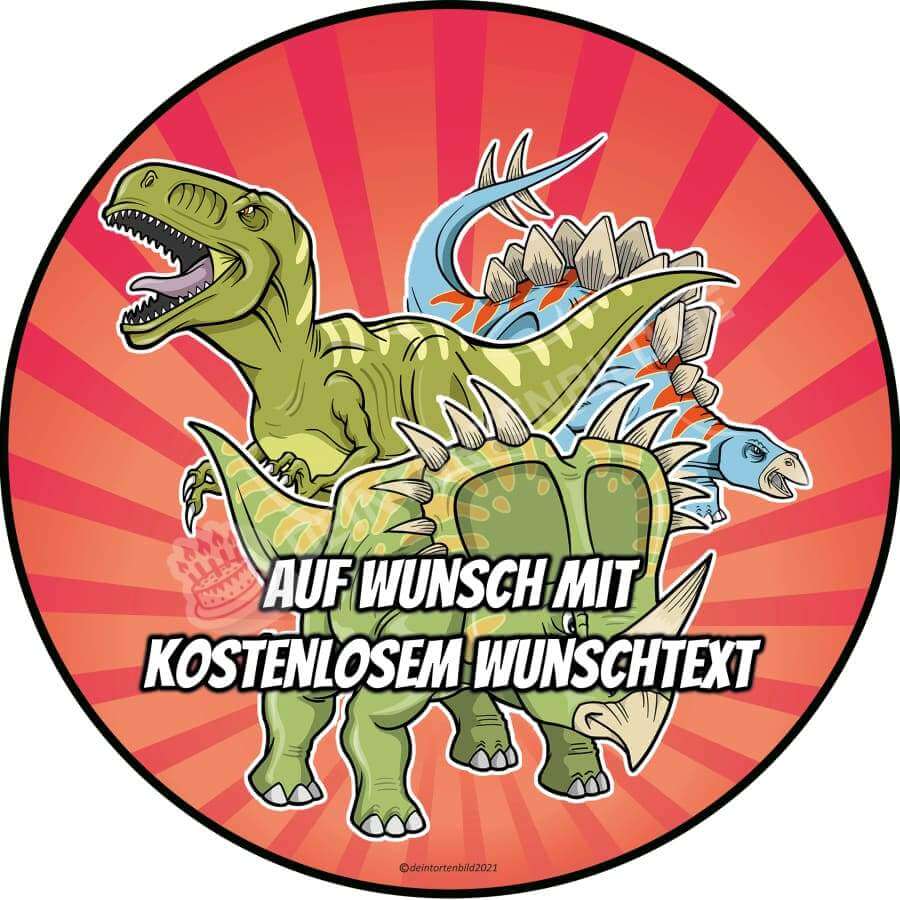 Motiv: Cartoon DinosHochwertige und individuelle Tortenaufleger für jeden Anlass
Tortenaufleger Cartoon Dinos in 20cm Kreis 
Unsere Tortenaufleger sind ein ideales Geschenk für besonderTortenbildDeintortenbildCartoon Dinos