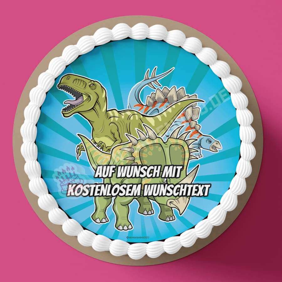 Motiv: Cartoon DinosHochwertige und individuelle Tortenaufleger für jeden Anlass
Tortenaufleger Cartoon Dinos in 20cm Kreis 
Unsere Tortenaufleger sind ein ideales Geschenk für besonderTortenbildDeintortenbildCartoon Dinos