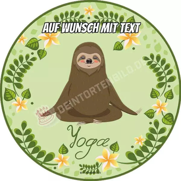 Motiv: Yoga Faultier - Hochwertige und individuelle Tortenaufleger für jeden Anlass
Tortenaufleger Yoga Faultier in 20cm Kreis 
Unsere Tortenaufleger sind ein ideales Geschenk für besonder - Tortenbild - DeintortenbildYoga Faultier