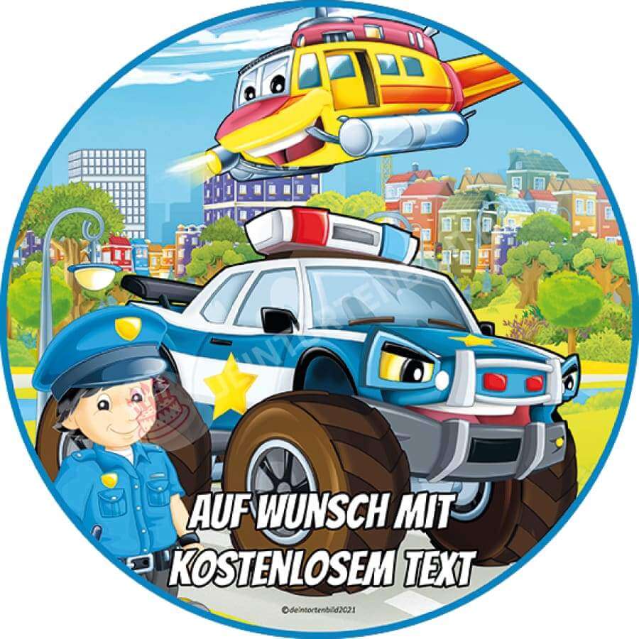 Motiv: Polizeieinsatz - Deintortenbild.de Tortenaufleger aus Esspapier: Oblatenpapier, Zuckerpapier, Fondantpapier