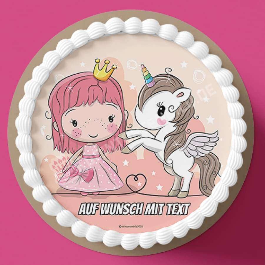 Motiv: Rosa Prinzessin mit Einhorn - Hochwertige und individuelle Tortenaufleger für jeden Anlass
Tortenaufleger Rosa Prinzessin mit Einhorn in 20cm Kreis 
Unsere Tortenaufleger sind ein ideales Geschen - Tortenbild - DeintortenbildRosa Prinzessin mit Einhorn