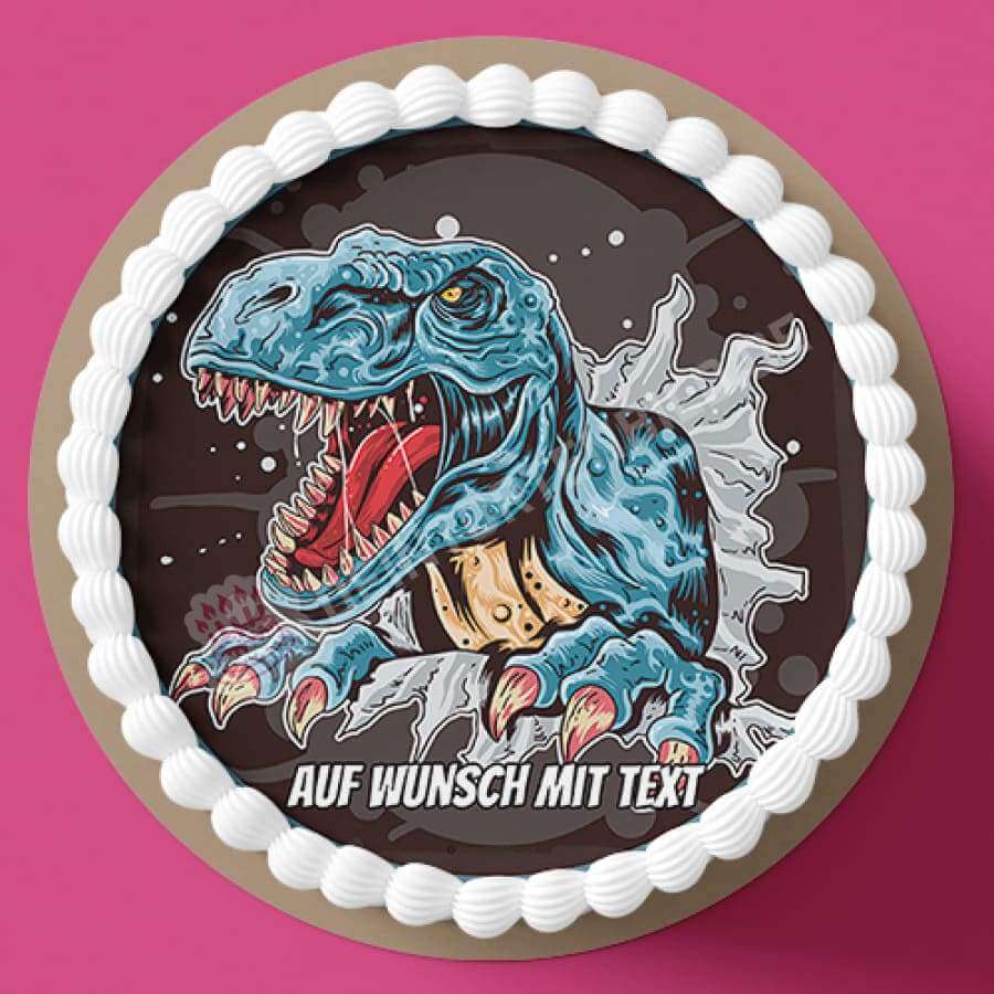 Motiv: Blauer Dino durch Papier - Hochwertige und individuelle Tortenaufleger für jeden Anlass
Tortenaufleger Blauer Dino durch Papier 20cm Kreis 
Unsere Tortenaufleger sind ein ideales Geschenk für  - Tortenbild - DeintortenbildBlauer Dino durch Papier