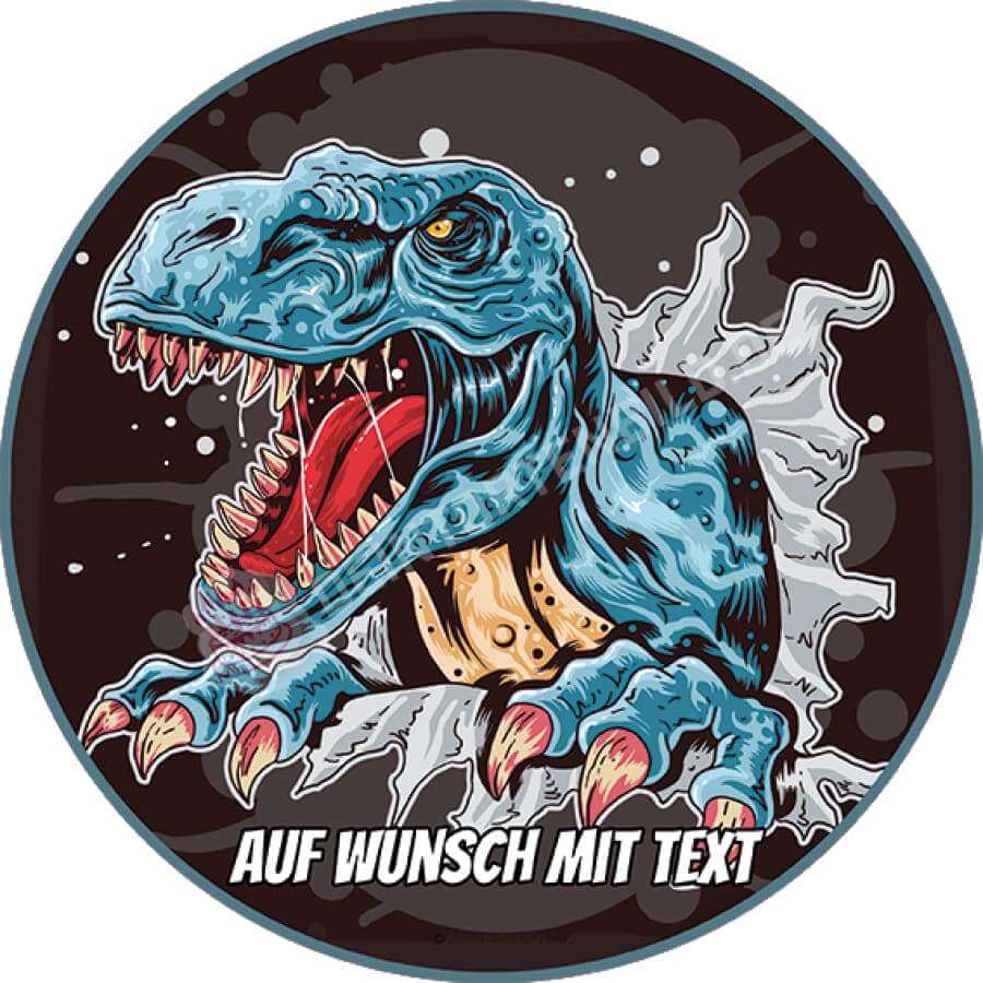 Motiv: Blauer Dino durch Papier - Hochwertige und individuelle Tortenaufleger für jeden Anlass
Tortenaufleger Blauer Dino durch Papier 20cm Kreis 
Unsere Tortenaufleger sind ein ideales Geschenk für  - Tortenbild - DeintortenbildBlauer Dino durch Papier