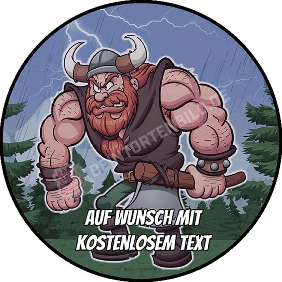 Motiv: Fantasy - Cartoon Wikinger - Hochwertige und individuelle Tortenaufleger für jeden Anlass
Tortenaufleger Fantasy - Cartoon Wikinger in 20cm Kreis 
Unsere Tortenaufleger sind ein ideales Geschenk - Tortenbild - DeintortenbildFantasy - Cartoon Wikinger