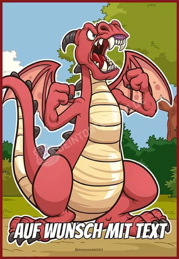 Rechteck Motiv: Cartoon Drache Rot - Hochwertige und individuelle Tortenaufleger für jeden Anlass
Tortenaufleger Cartoon Drache Rot in 26cm x 18cm Rechteck
Unsere Tortenaufleger sind ein ideales Geschen - A4 Tortenbild - DeintortenbildCartoon Drache Rot