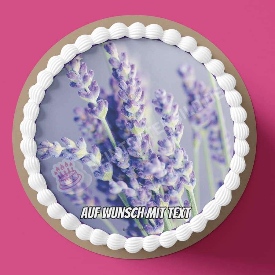 Motiv: Lavendel - Hochwertige und individuelle Tortenaufleger für jeden Anlass
Tortenaufleger Lavendel in 20cm Kreis 
Unsere Tortenaufleger sind ein ideales Geschenk für besondere Men - Tortenbild - DeintortenbildMotiv