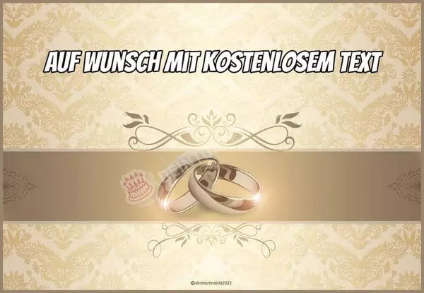 Rechteck Motiv: Hochzeit - Goldene Eheringe - Deintortenbild.de Tortenaufleger aus Esspapier: Oblatenpapier, Zuckerpapier, Fondantpapier