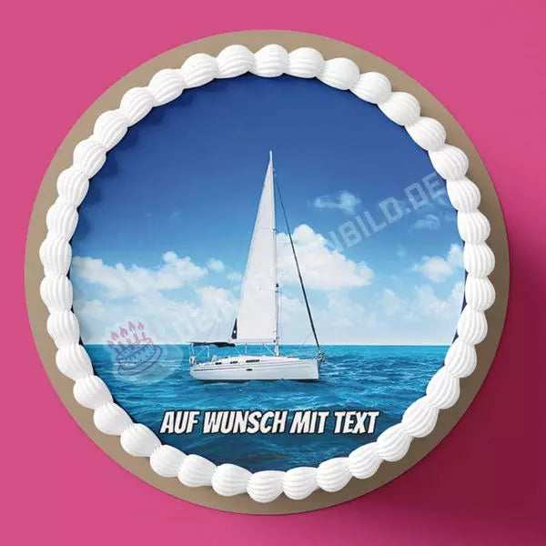 Motiv: Segelboot - Hochwertige und individuelle Tortenaufleger für jeden Anlass
Tortenaufleger Segelboot 20cm Kreis 
Unsere Tortenaufleger sind ein ideales Geschenk für besondere Mensc - Tortenbild - DeintortenbildMotiv