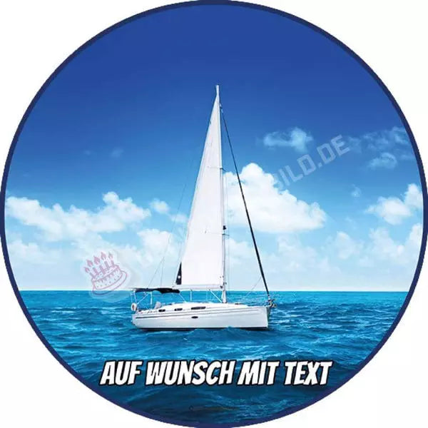 Motiv: Segelboot - Hochwertige und individuelle Tortenaufleger für jeden Anlass
Tortenaufleger Segelboot 20cm Kreis 
Unsere Tortenaufleger sind ein ideales Geschenk für besondere Mensc - Tortenbild - DeintortenbildMotiv