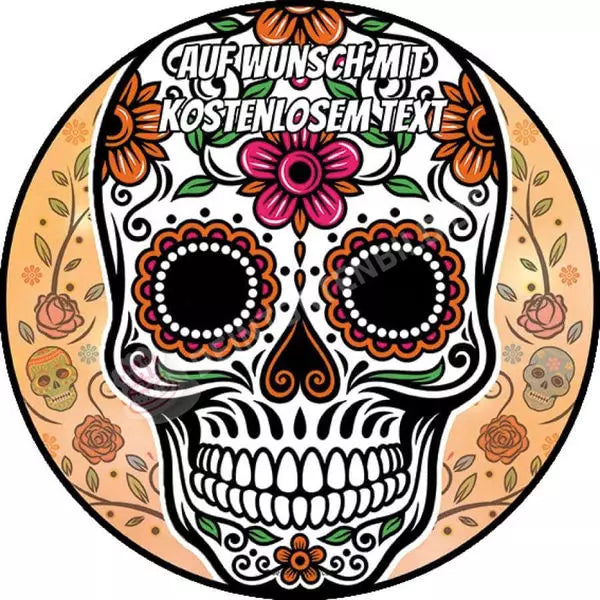 Motiv: Sugar Skull - Großes Motiv - Deintortenbild.de Tortenaufleger aus Esspapier: Oblatenpapier / Blume, Oblatenpapier / Kreuz, Oblatenpapier / Feuer, Oblatenpapier / Diamant, Zuckerpapier / Blume, Zuckerpapier / Kreuz, Zuckerpapier / Feuer, Zuckerpapier / Diamant, Fondantpapier / Blume, Fondantpapier / Kreuz