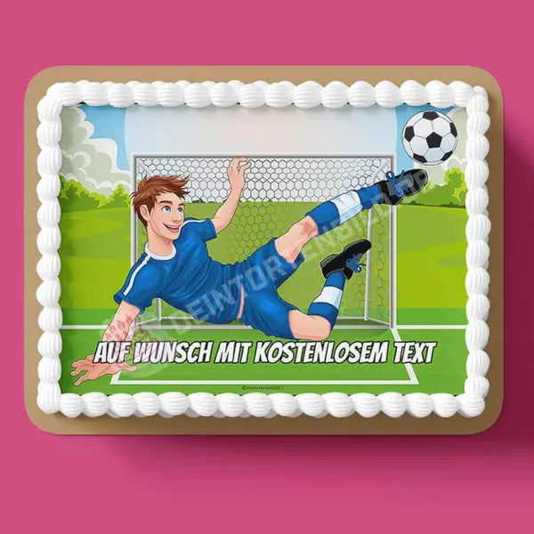 Rechteck Motiv: Fußball Junge vor Tor - Deintortenbild.de Tortenaufleger aus Esspapier: Oblatenpapier / Blaues Trikot Motiv, Oblatenpapier / Grünes Trikot Motiv, Oblatenpapier / Rotes Trikot Motiv, Zuckerpapier / Blaues Trikot Motiv, Zuckerpapier / Grünes Trikot Motiv, Zuckerpapier / Rotes Trikot Motiv, Fondantpapier / Blaues Trikot Motiv, Fondantpapier / Grünes Trikot Motiv, Fondantpapier / Rotes Trikot Motiv