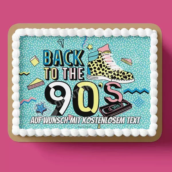 Rechteck Motiv: Retro "Back to the 90's" - Deintortenbild.de Tortenaufleger aus Esspapier: Oblatenpapier, Zuckerpapier, Fondantpapier