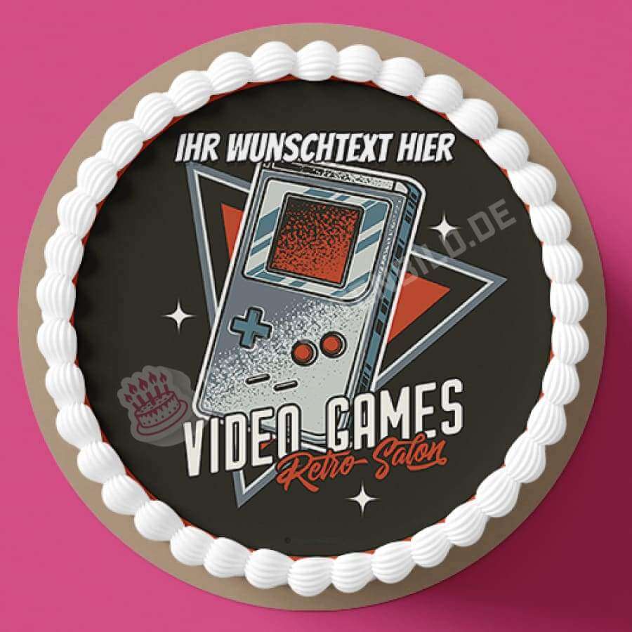 Motiv: Retro Video Games - Hochwertige und individuelle Tortenaufleger für jeden Anlass
Tortenaufleger Retro Video Games in 20cm Kreis 
Unsere Tortenaufleger sind ein ideales Geschenk für beso - Tortenbild - DeintortenbildRetro Video Games