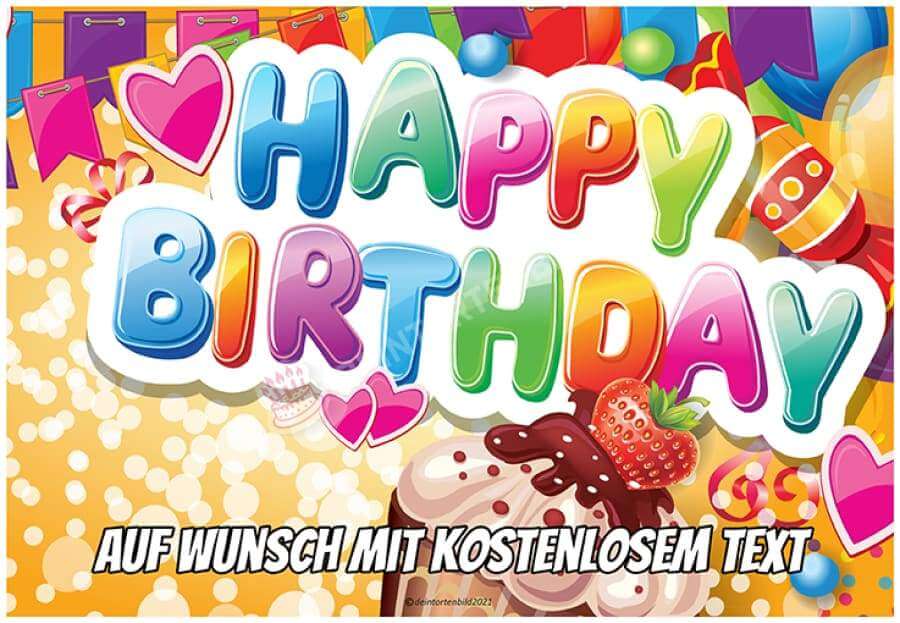 Motiv: Geburtstag - Happy Birthday - Hochwertige und individuelle Tortenaufleger für jeden Anlass
Tortenaufleger Geburtstag - Happy Birthday 20cm Kreis 
Unsere Tortenaufleger sind ein ideales Geschenk f - A4 Tortenbild - DeintortenbildGeburtstag - Happy Birthday