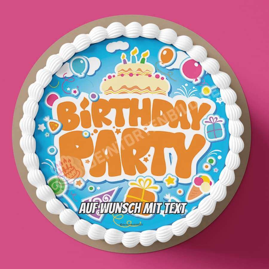 Motiv: Geburtstag - Birthday Party - Hochwertige und individuelle Tortenaufleger für jeden Anlass
Tortenaufleger Geburtstag - Birthday Party 20cm Kreis 
Unsere Tortenaufleger sind ein ideales Geschenk f - Tortenbild - DeintortenbildGeburtstag - Birthday Party