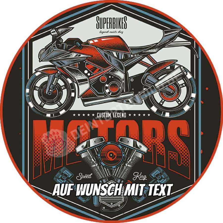 Motiv: Motorrad und Motor - Hochwertige und individuelle Tortenaufleger für jeden Anlass
Tortenaufleger Motorrad und Motor in 20cm Kreis 
Unsere Tortenaufleger sind ein ideales Geschenk für bes - Tortenbild - DeintortenbildMotorrad und Motor