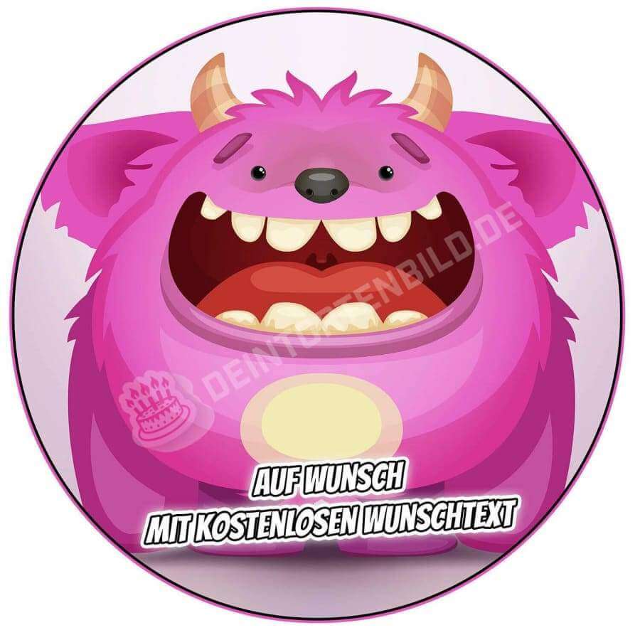 Motiv: Monster pinkHochwertige und individuelle Tortenaufleger für jeden Anlass
Tortenaufleger Monster in pink in 20cm Kreis
Unsere Tortenaufleger sind ein ideales Geschenk für besondeTortenbildDeintortenbildMonster pink