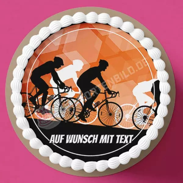 Motiv: Sportliche Fahrräder - Deintortenbild.de Tortenaufleger aus Esspapier: Oblatenpapier / Orange, Oblatenpapier / Green, Oblatenpapier / Pink, Oblatenpapier / Blue, Zuckerpapier / Orange, Zuckerpapier / Green, Zuckerpapier / Pink, Zuckerpapier / Blue, Fondantpapier / Orange, Fondantpapier / Green