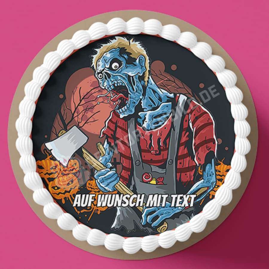 Motiv: Halloween Zombie mit Axt - Hochwertige und individuelle Tortenaufleger für jeden Anlass
Tortenaufleger Halloween Zombie mit Axt in 20cm Kreis 
Unsere Tortenaufleger sind ein ideales Geschenk f - Tortenbild - DeintortenbildHalloween Zombie mit Axt