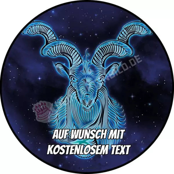 Motiv: Sternzeichen - SteinbockHochwertige und individuelle Tortenaufleger für jeden Anlass
Tortenaufleger Sternzeichen - Steinbock in 20cm Kreis
Unsere Tortenaufleger sind ein ideales Geschenk füTortenbildDeintortenbildSternzeichen - Steinbock