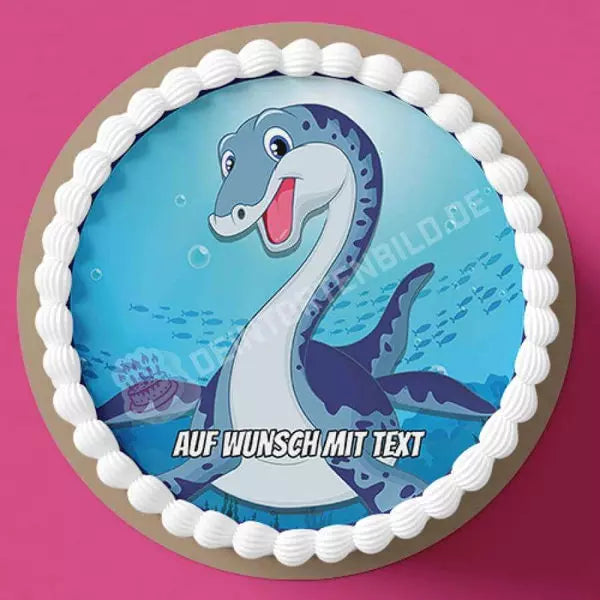 Motiv: Wasser Dino - Hochwertige und individuelle Tortenaufleger für jeden Anlass
Tortenaufleger Wasser Dino in 20cm Kreis 
Unsere Tortenaufleger sind ein ideales Geschenk für besondere  - Tortenbild - DeintortenbildWasser Dino