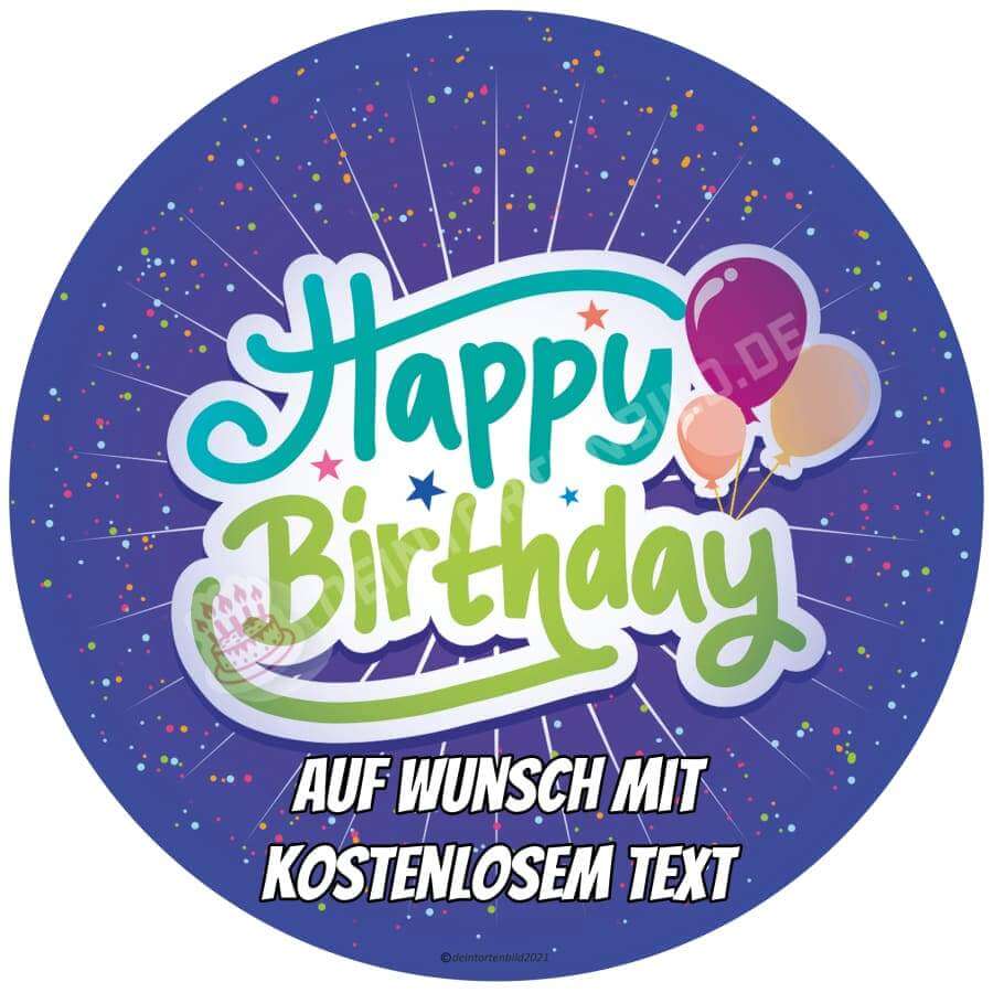 Motiv: Geburtstag - Happy BirthdayHochwertige und individuelle Tortenaufleger für jeden Anlass
Tortenaufleger Geburtstag - Happy Birthday in 20cm Kreis
Unsere Tortenaufleger sind ein ideales GeschenkTortenbildDeintortenbildGeburtstag - Happy Birthday