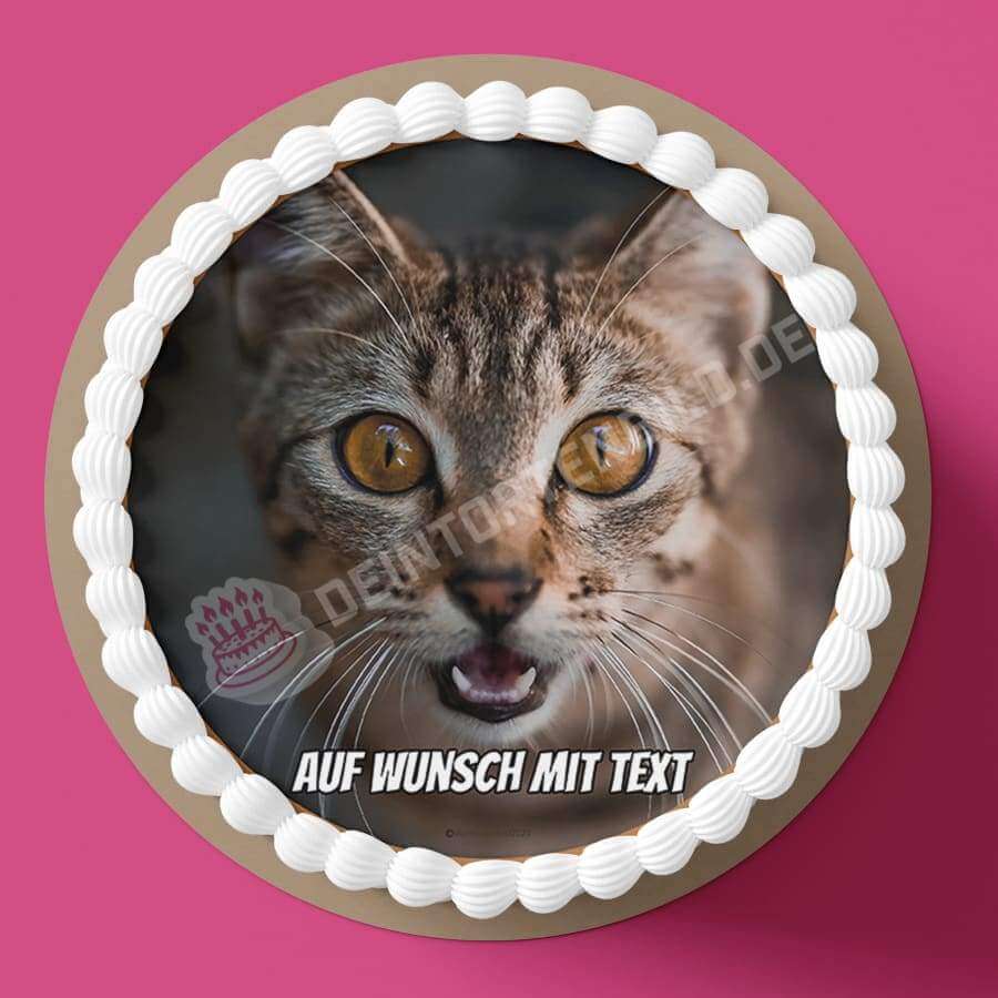 Motiv: Katze aufgeregt - Hochwertige und individuelle Tortenaufleger für jeden Anlass
Tortenaufleger Katze aufgeregt 20cm Kreis 
Unsere Tortenaufleger sind ein ideales Geschenk für besondere - Tortenbild - DeintortenbildKatze aufgeregt