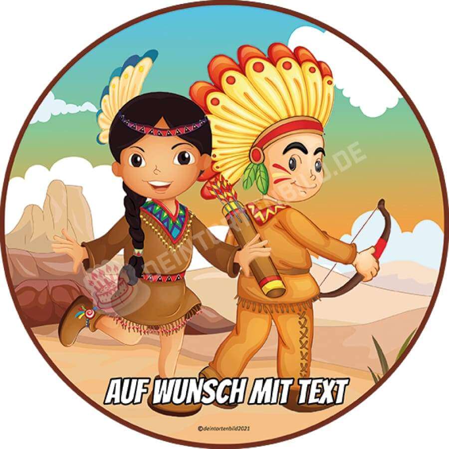 Motiv: Indianer Kinder - Hochwertige und individuelle Tortenaufleger für jeden Anlass
Tortenaufleger Indianer Kinder 20cm Kreis 
Unsere Tortenaufleger sind ein ideales Geschenk für besondere - Tortenbild - DeintortenbildIndianer Kinder