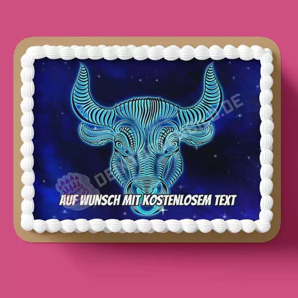 Rechteck Motiv: Sternzeichen Stier - Deintortenbild.de Tortenaufleger aus Esspapier: Oblatenpapier, Zuckerpapier, Fondantpapier