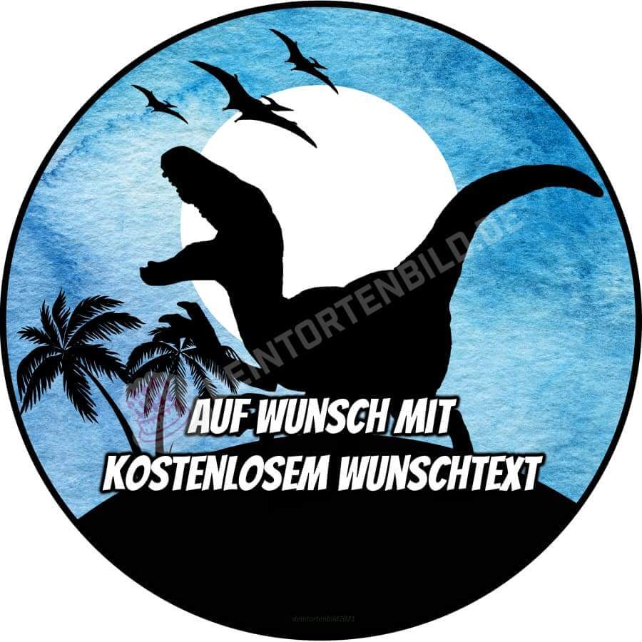 Motiv: Dino Silhouette (Wasserfarben Stil) - Raptor von Deintortenbild – Tortenaufleger, Tortenfoto, Tortenbild, personalisiert & individuell bei Deintortenbild.de