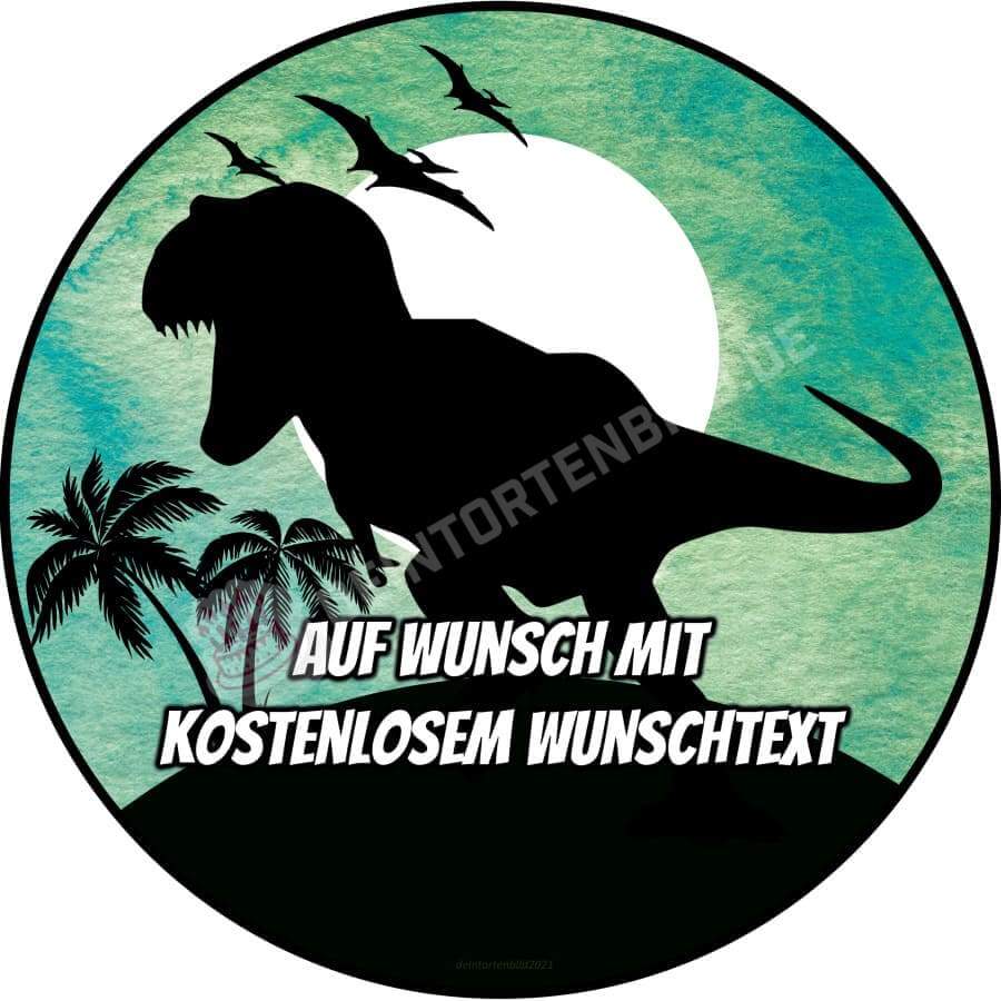 Motiv: Dino Silhouette (Wasserfarben Stil) - T-Rex von Deintortenbild – Tortenaufleger, Tortenfoto, Tortenbild, personalisiert & individuell bei Deintortenbild.de